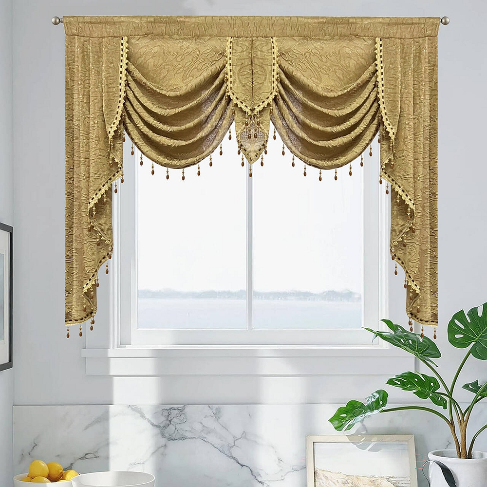 แนะนำ ผ้าม่าน ผ้าม่าน ประดับลูกปัด สีน้ําตาล สไตล์ยุโรป หรูหรา สําหรับห้องนอน ห้องครัว 1 แผง ราคาพิเศษ มีเก็บเงินปลายทาง