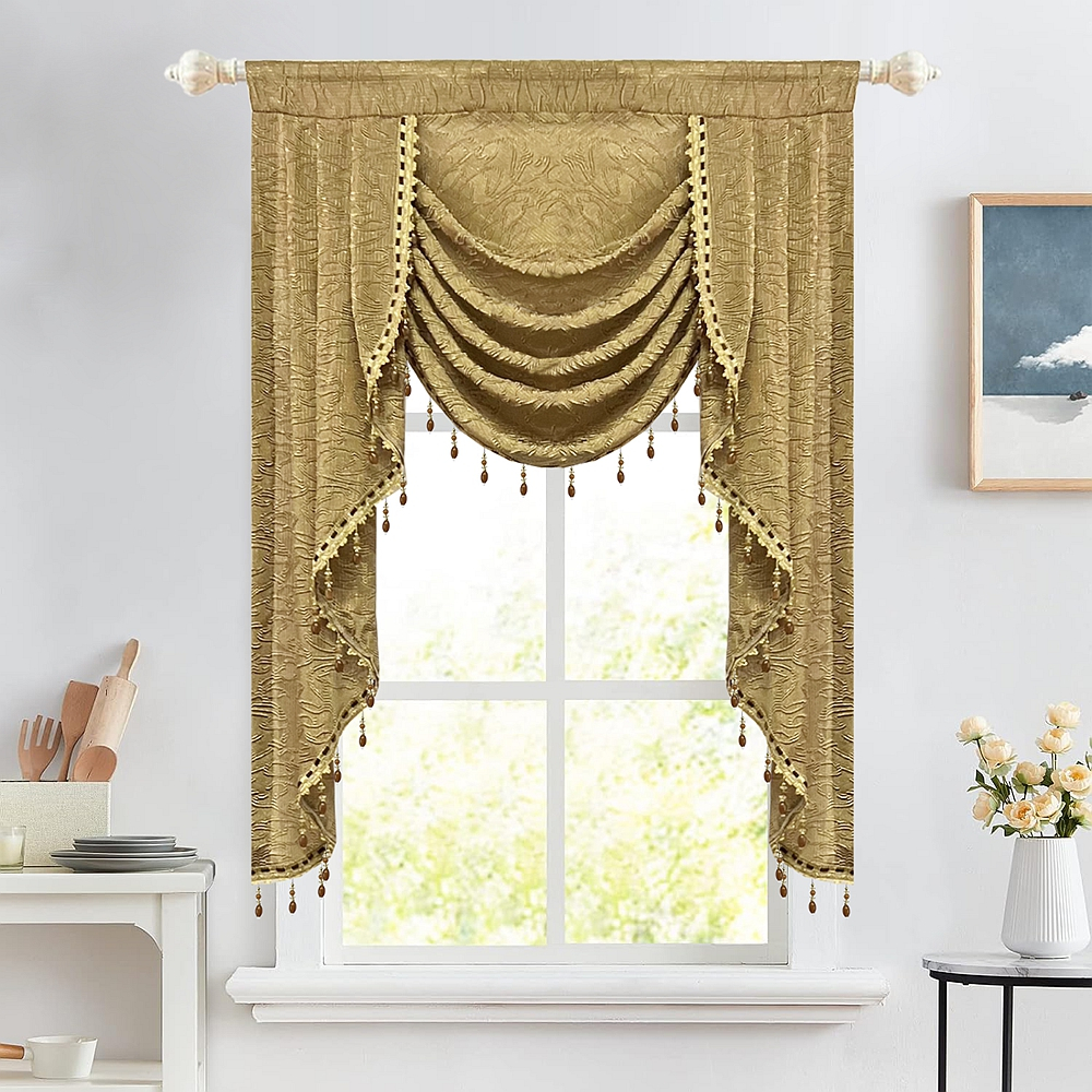 แนะนำ ผ้าม่าน ผ้าม่าน ประดับลูกปัด สีน้ําตาล สไตล์ยุโรป หรูหรา สําหรับห้องนอน ห้องครัว 1 แผง ราคาพิเศษ มีเก็บเงินปลายทาง