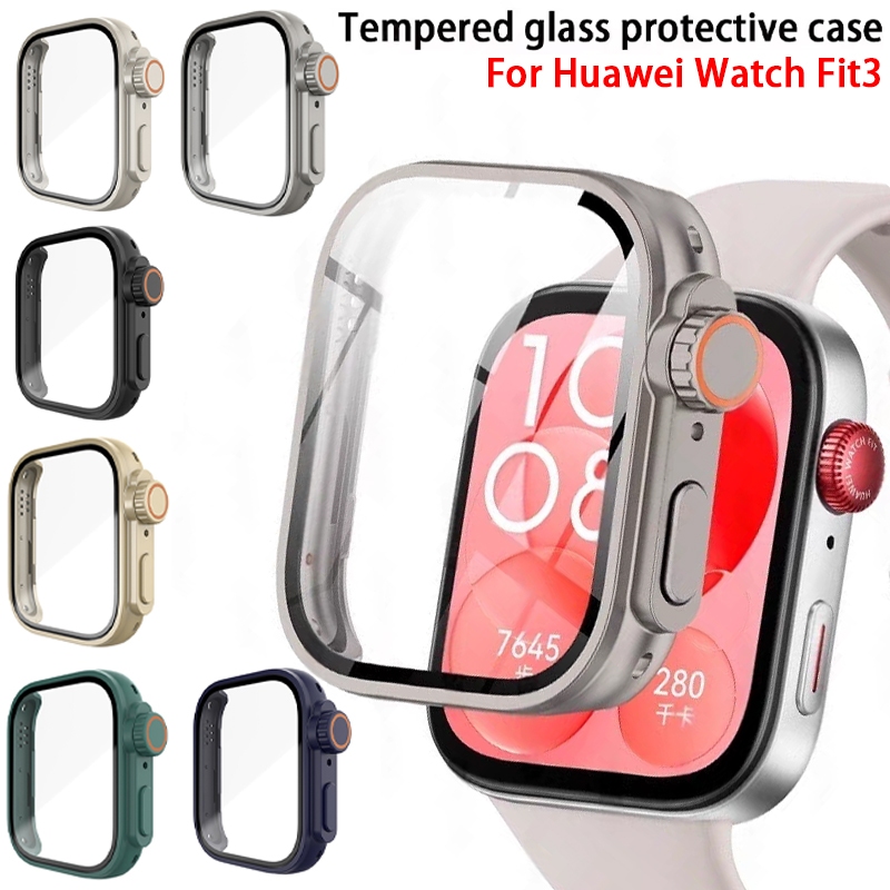 กระจกนิรภัย + สําหรับ Huawei Watch Fit3 เปลี่ยน Ultra SmartWatch กรณีกันชน, หน้าจอ Protector สําหรับ