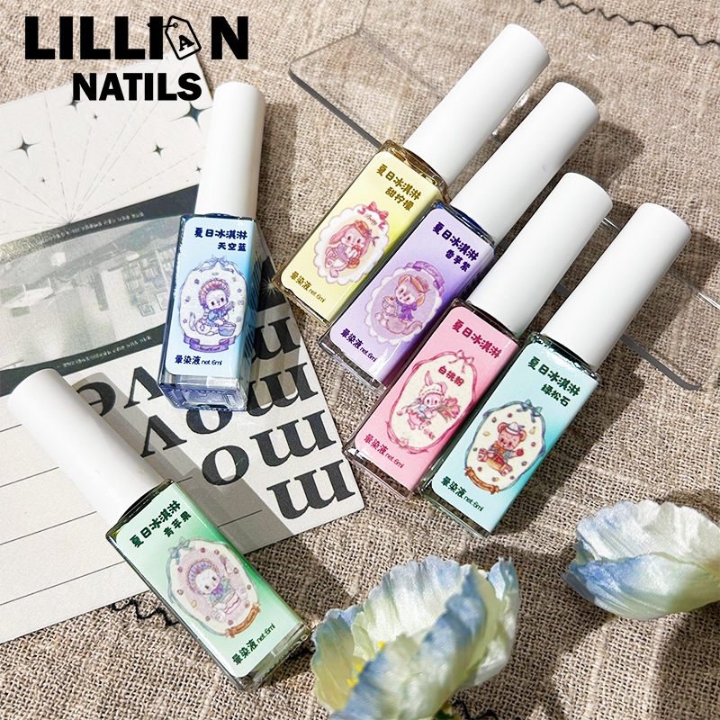 พร้อมส่งในไทย แบบสีน้ำขนแปรงปลายแหลม วาดภาพ Diy ทำลายอาร์ต สีทาเล็บ เซ็ต6สี ใช้เพ้นท์ได้ง่ายและสะดวก