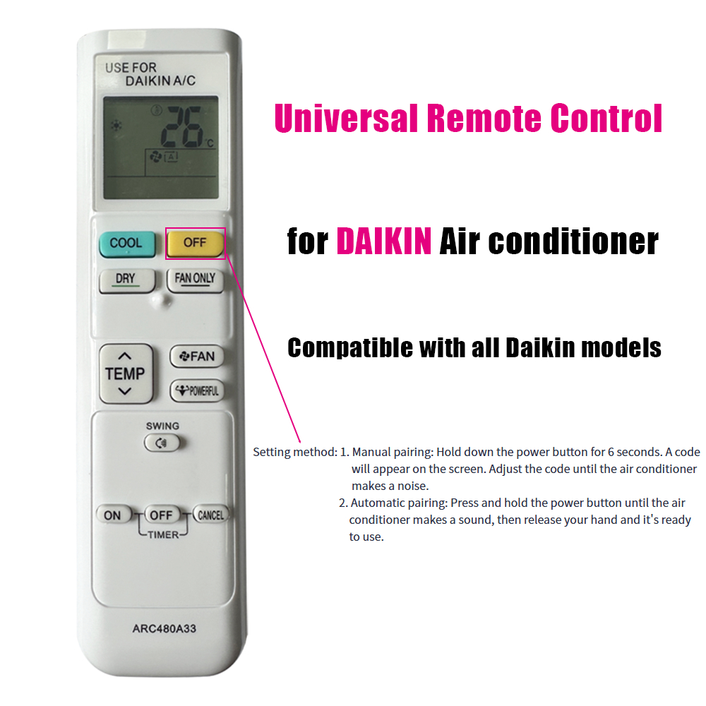 รีโมทเครื่องปรับอากาศ DAIKIN อเนกประสงค์รุ่นใหม่ ใช้งานได้กับเครื่องปรับอากาศ DAIKIN ทุกรุ่น ชุดง่าย