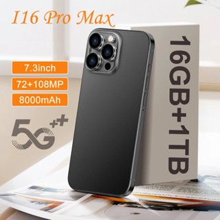 Global Version I16 Pro Max 16GB + 1TB สมาร์ทโฟน 7800mAh แบตเตอรี่ขนาดใหญ่ 6.8 "สมาร์ทโฟน Android