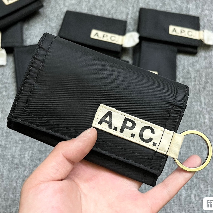 Apc กระเป๋าสตางค์ซิปกันน้ําไนลอนสามพับ