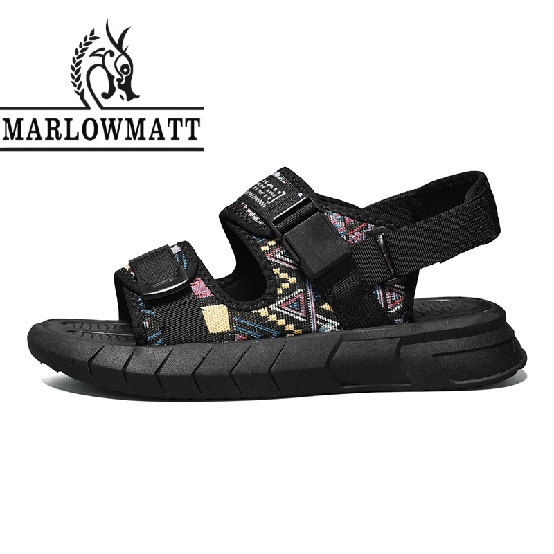 Marlowmatt รองเท้าแตะผู้ชายกีฬากลางแจ้งสายรัดคู่ผ้าระบายอากาศยางแต่เพียงผู้เดียวกันน้ํากันลื่นทนต่อการสึกหรอแฟชั่นสไตล์ใหม่