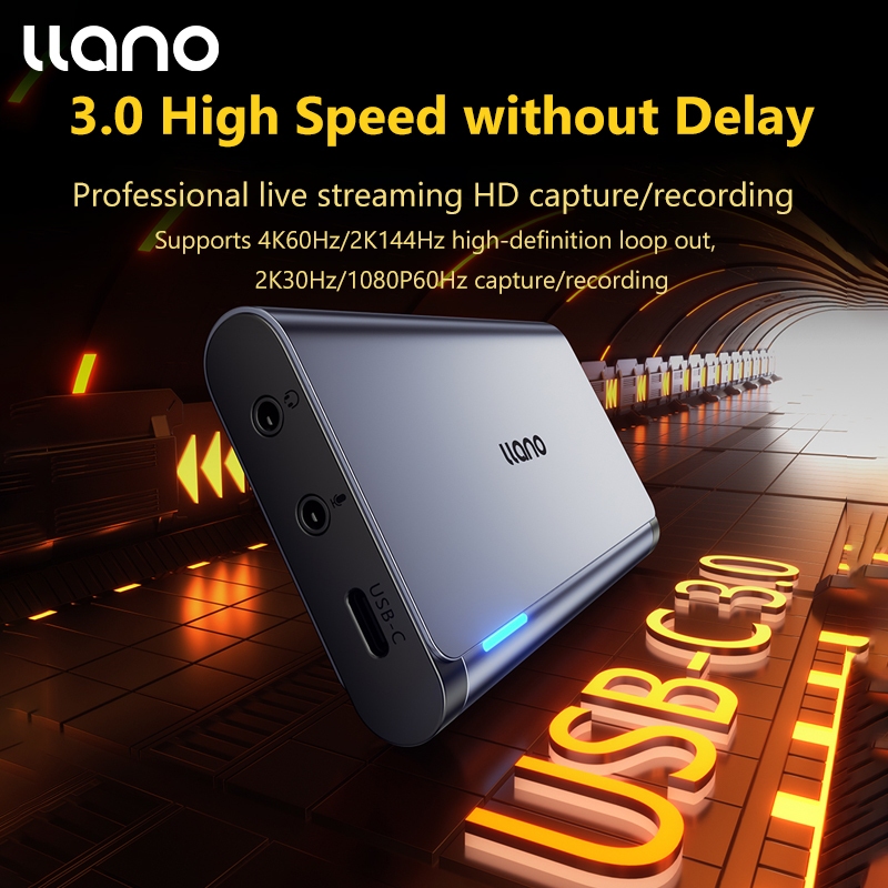 【Thailand】Llano การ์ดจับภาพวิดีโอเสียง 4K, USB 3.0 HDMI Video Capture อุปกรณ์, 2K30HZ/1080P60HZ รับสมัคร/4K60HZ เอาต์พุตห่วงสําหรับการบันทึกเกม, การออกอากาศสดสตรีมมิ่ง