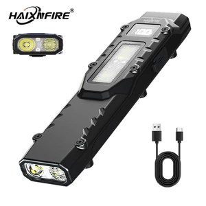 HaixnFire W108 ไฟฉายขนาดเล็ก USB ชาร์จ 2500 ลูเมน LED ไฟฉายสว่างเป็นพิเศษ EDC โคมไฟตั้งแคมป์กลางแจ้ง Floodlight ฉุกเฉินสัญญาณแคมป์ปิ้ง ตกปลา เดิน
