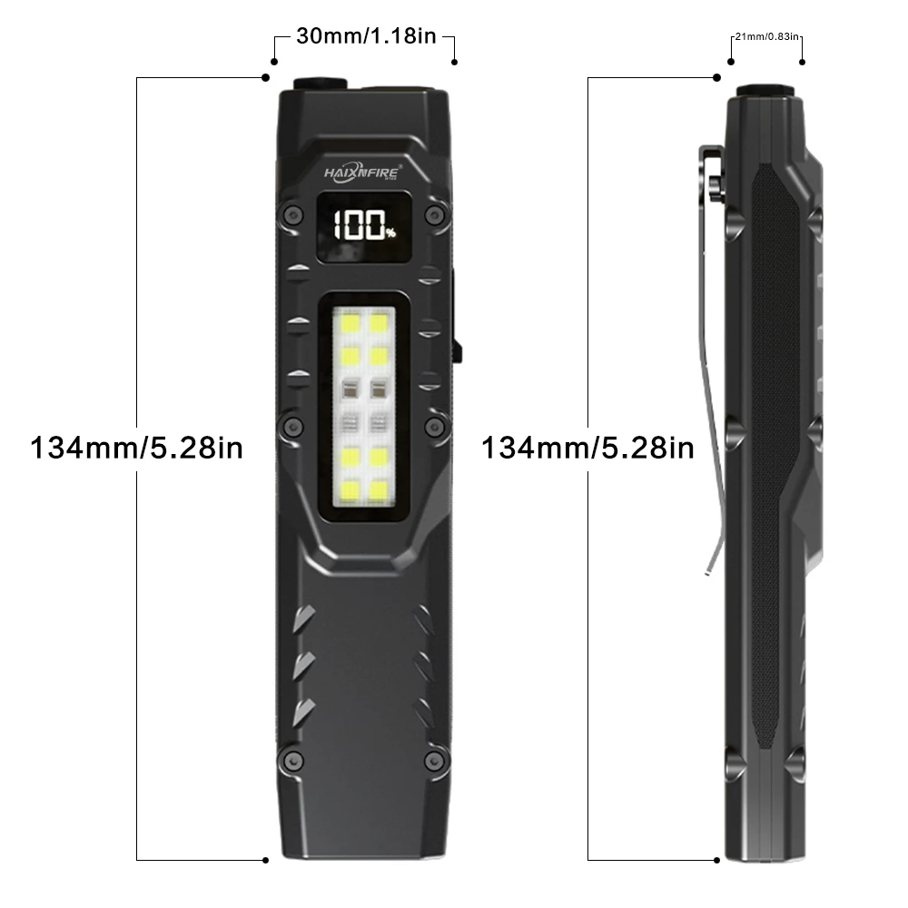 HaixnFire W108 ไฟฉายขนาดเล็ก USB ชาร์จ 2500 ลูเมน LED ไฟฉายสว่างเป็นพิเศษ EDC โคมไฟตั้งแคมป์กลางแจ้ง Floodlight ฉุกเฉินสัญญาณแคมป์ปิ้ง ตกปลา เดิน thumbnail 3