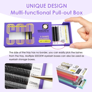 SEEDEW ขนตาตัว U YY ขนตาปลอม MIX8-15 มม.Grafting ขนตาปลอมเคล็ดลับคู่ Lashes ธรรมชาตินุ่ม ขนตา u