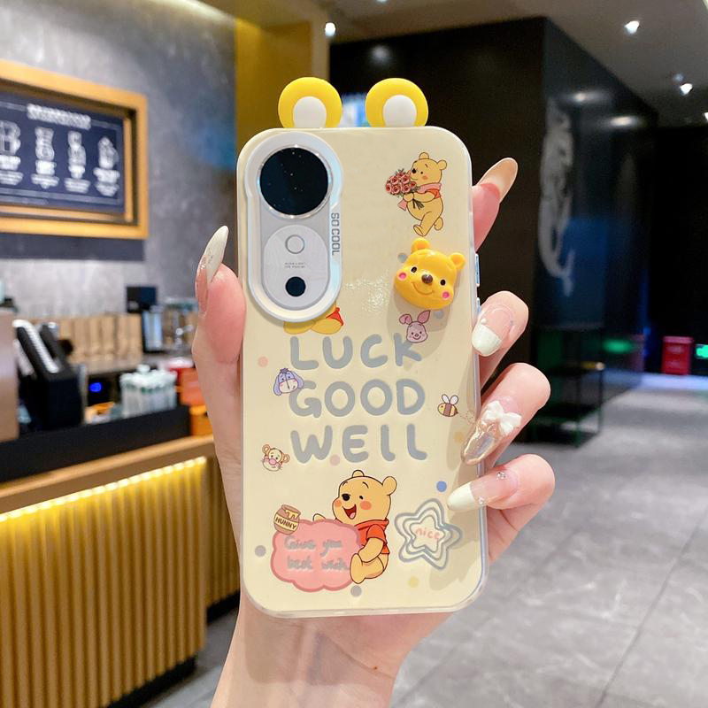เคส Vivo V60 V50 Lite V70 FE V60 V50 40 V30 V29 5G เคส Vivo V40 V30 Pro เคสกันกระแทก Winnie the Pooh และ Lotso Bear เคสหรูหรา ชุบปุ่มแข็ง เคลือบด้าน สําหรับผู้หญิงและผู้ชาย
