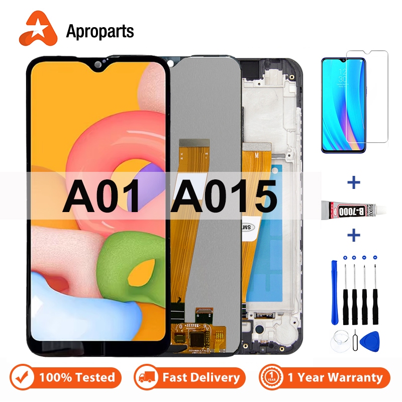5.7 "LCD สําหรับ Samsung Galaxy A01 A015 SM-A015F A015G A015M จอแสดงผล ชิ้นส่วนเปลี่ยนประกอบจอสัมผัส