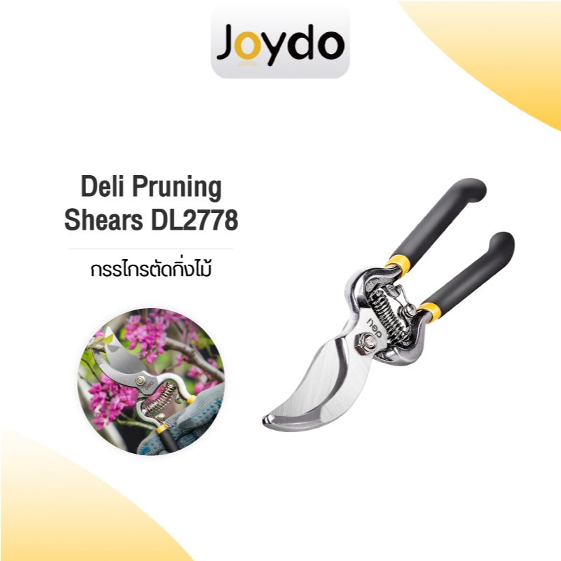 Deli Pruning Shears DL2778 กรรไกรตัดกิ่งไม้ กรรไกรแต่งกิ่ง 8 นิ้ว ตัดแต่งกิ่งไม้ ตัดแต่งใบไม้ ทำสวน