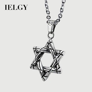 IELGY สร้อยคอผู้ชายจี้รูปดาวหกแฉกเรียบง่ายเกาหลี