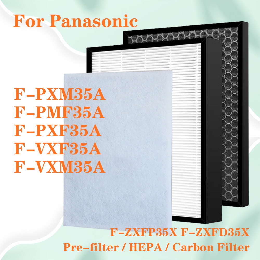 ไส้กรอง HEPA และไส้กรองคาร์บอน แบบเปลี่ยน สําหรับเครื่องฟอกอากาศ Panasonic F-PXM35A F-PMF35A F-PXF35