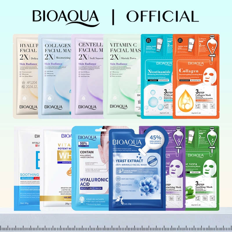 BIOAOUA มาส์กหน้าคอลลาเจน ไฮยาลูรอน วิตามินซี ผิวนุ่ม ใสขึ้น
