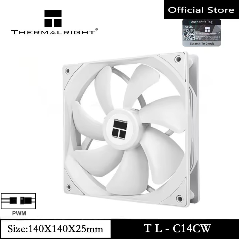 Thermalright TL-C14CW 140 มม.พัดลม Cooler พัดลม 1500RPM พัดลม CPU 4Pin PWM พัดลมคอมพิวเตอร์เงียบพร้อม S-FDB แบริ่ง PC พัดลมระบายความร้อน
