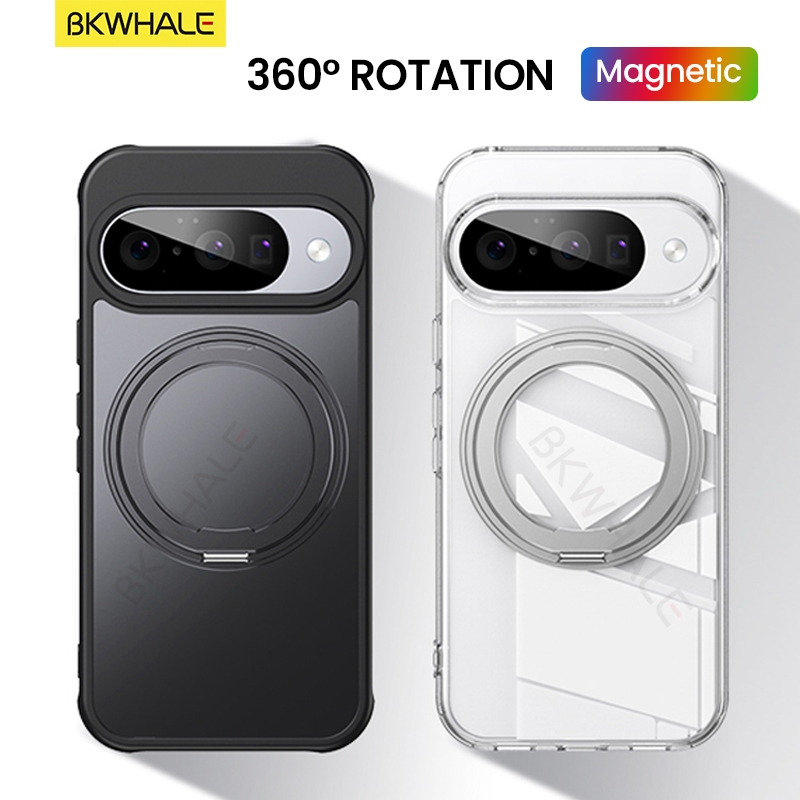 BKWHALE 360° Rotatable แหวนแม่เหล็กสําหรับ Google Pixel 10 9 8 Pro 9A 8A Pixel8 Pixel9 Pixel10 Pro XL โปร่งแสงปกหลัง Claer ปลอก