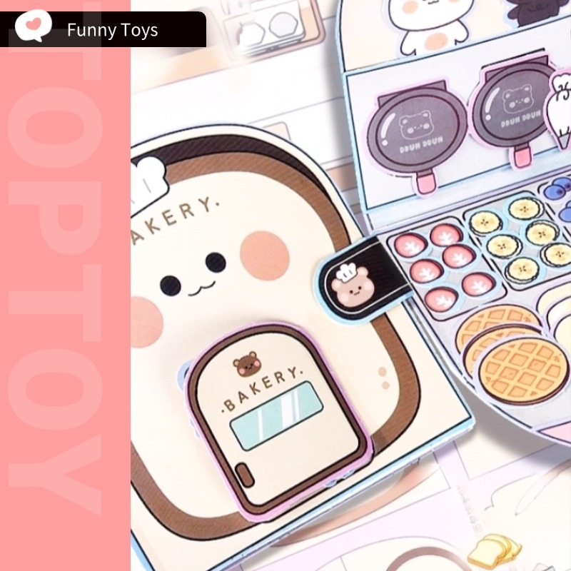 หนังสือเงียบ DIY ทําเอง ของเล่นภาพตัดปะวาฟเฟิล สร้างสรรค์ ทําเอง ของเล่นทํามือกระดาษไม่ว่างหนังสือวัสดุโฮมเมดแพ็ค ของเล่นเสริมพัฒนาการ