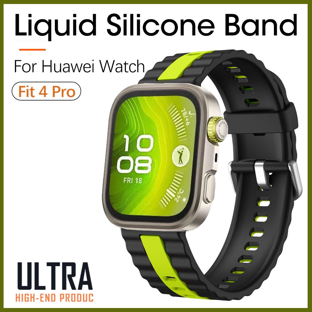อย่างเป็นทางการสไตล์ซิลิโคนสําหรับ Huawei Watch Fit 4 Pro Watchband กีฬาน้ําซิลิโคนเหลวสําหรับ Huawei Fit4 Fit3 เปลี่ยนอุปกรณ์เสริม