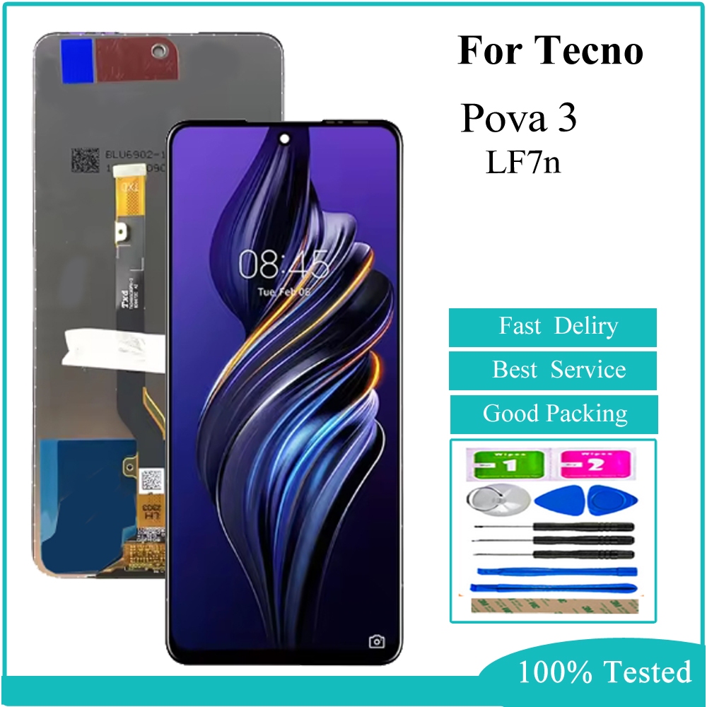 6.9" สําหรับ Tecno Pova 3 LF7n จอแสดงผล LCD Touch Screen Digitizer เปลี่ยน
