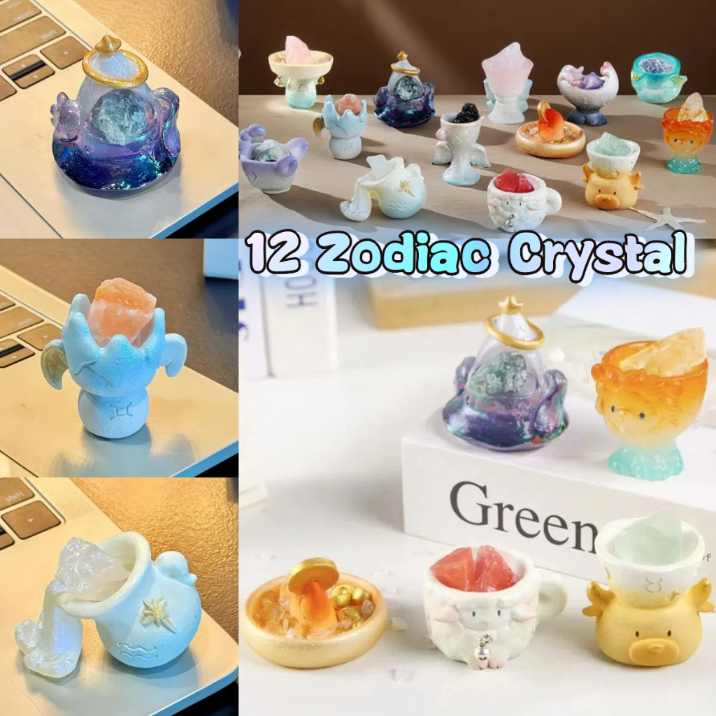 12ราศีคริสตัลกล่องตาบอดสัตว์น่ารักเฟอร์นิเจอร์เครื่องประดับรุ่นตกแต่งสํานักงานเรซิ่นของขวัญวันเกิด