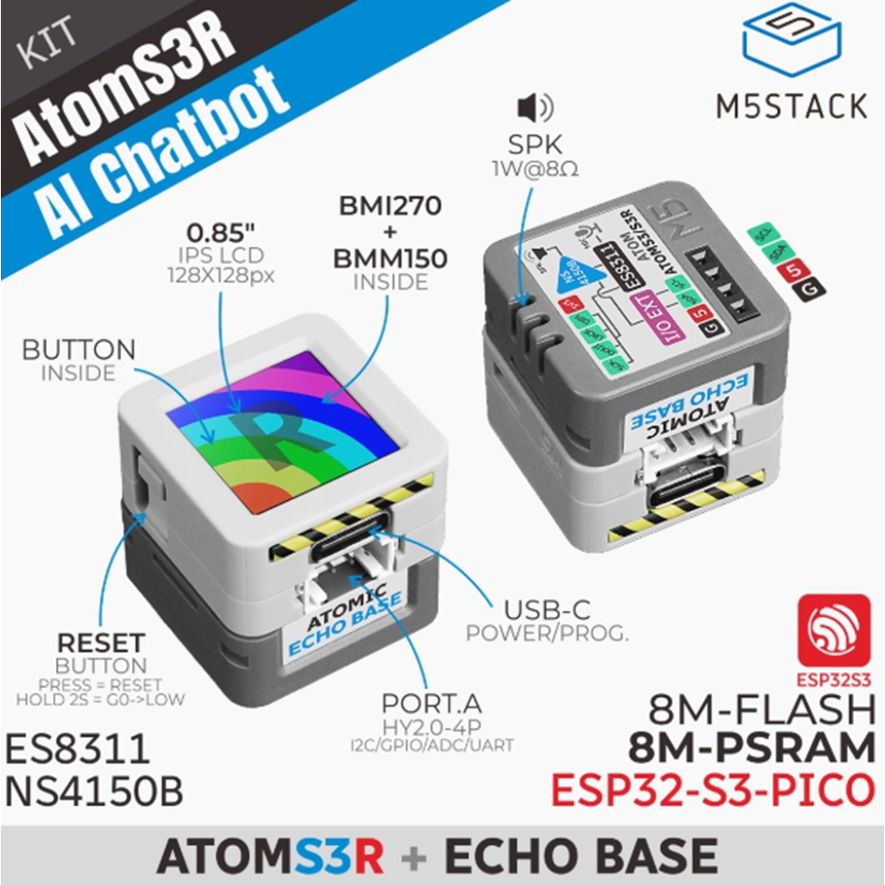M5Stack AtomS3R AI Chatbot Xiage Xiaozhi AI Voice Assistant Kit ESP32S3