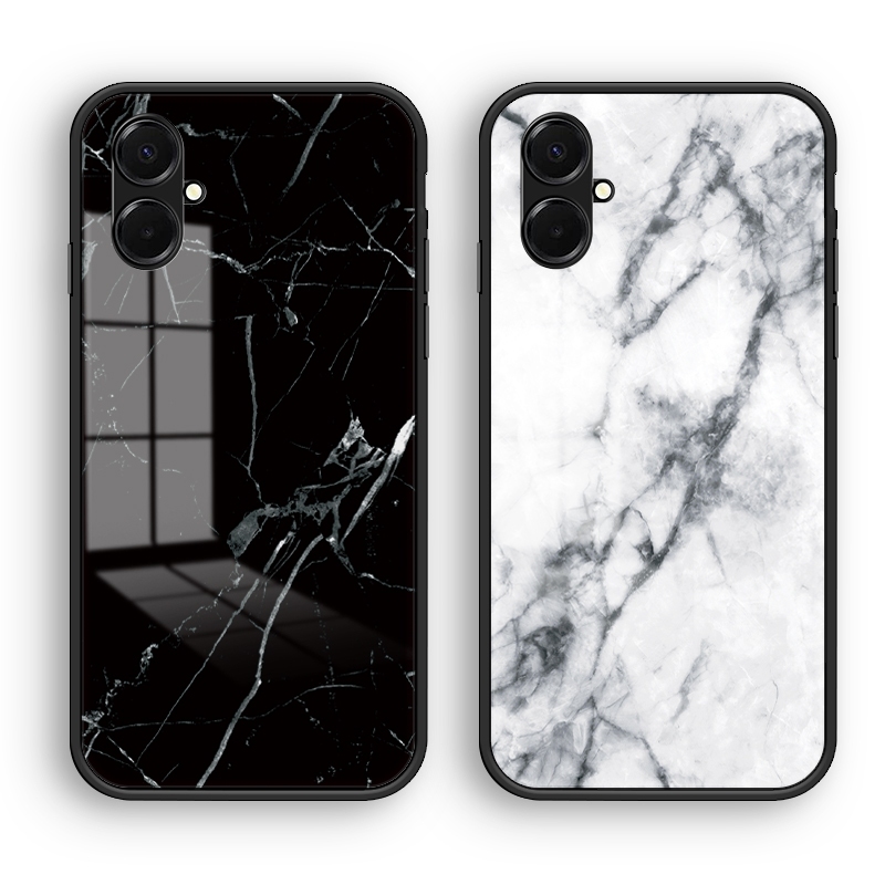 เคสโทรศัพท์กระจกลายหินอ่อน สําหรับรุ่น Samsung Galaxy A07 เคสโทรศัพท์ด้านหลังกระจกขอบ TPU