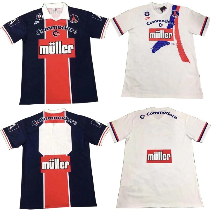91-92 Game Season Paris Home Away Jersey Retro George.Via Mustaf.Dalebu เสื้อฟุตบอล