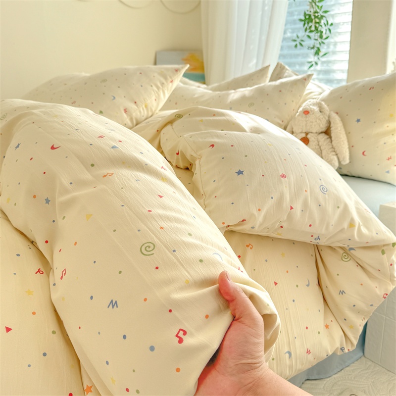Abraca Dabra 880TC Washed Cotton 4-in-1 ชุดเครื่องนอน ผ้าปูที่นอน + ปลอกผ้านวม + ปลอกหมอน นุ่ม ระบายอากาศได้ดี