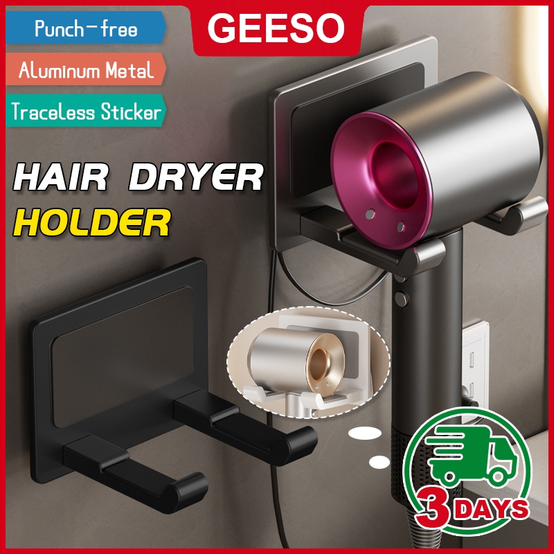 GEESO Hair Dryer Holder Bathroom Space Save ที่วางไดร์เป่าผมชั้นวางของในห้องน้ํา ชั้นเก็บไดร์เป่าผม ชั้นเก็บไดร์เป่าผม แบบติดผนัง ชั้นเก็บของในห้องน้ํา แบบไม่เจาะรู 吹风机架