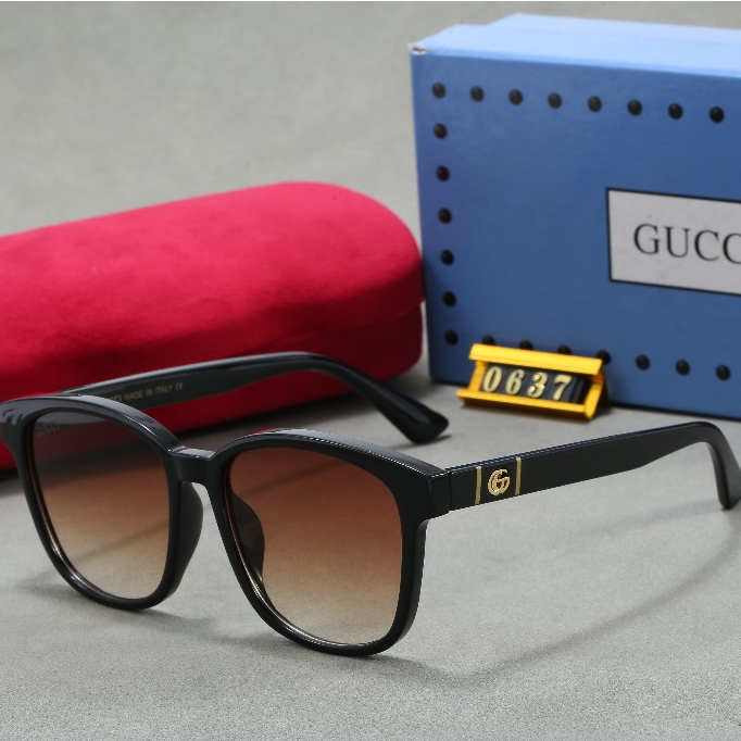 GUCCI แว่นตากันแดดแฟชั่นคลาสสิกรอบกรอบน้ําหนักเบา HD All-Match แว่นตากันแดดลําลองผู้ชายผู้หญิงสไตล์เ