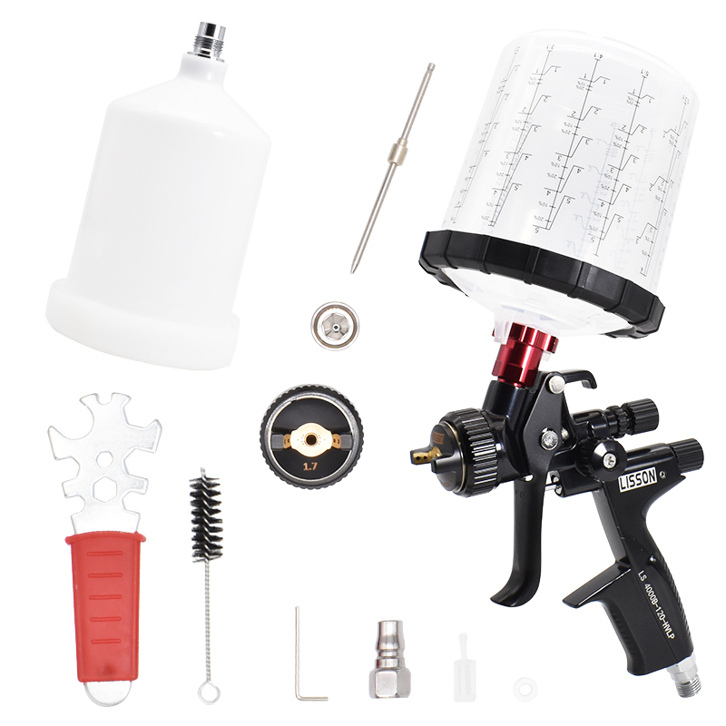 HVLP สเปรย์ปืน 1.3 มม.1.7 มม.หัวฉีด Air Paint สเปรย์ปืนสําหรับภาพวาดรถ 600cc no-clean ถัง