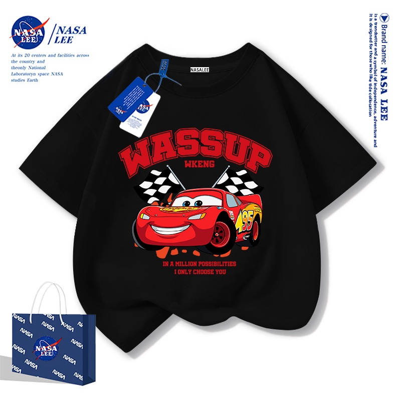 【ของพร้อมส่ง×ถึงใน 3 วัน】เสื้อยืดเด็ก NASA ลายทางสีน้ำเงิน-ขาว สไตล์อเมริกันเท่ๆ ผ้าฝอนุ่ม ใส่สบาย แฟชั่นสุดคูล - รูปที่ 2