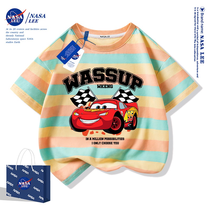 【ของพร้อมส่ง×ถึงใน 3 วัน】เสื้อยืดเด็ก NASA ลายทางสีน้ำเงิน-ขาว สไตล์อเมริกันเท่ๆ ผ้าฝอนุ่ม ใส่สบาย แฟชั่นสุดคูล - รูปที่ 6
