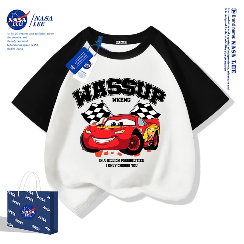 【ของพร้อมส่ง×ถึงใน 3 วัน】เสื้อยืดเด็ก NASA ลายทางสีน้ำเงิน-ขาว สไตล์อเมริกันเท่ๆ ผ้าฝอนุ่ม ใส่สบาย แฟชั่นสุดคูล - รูปที่ 4