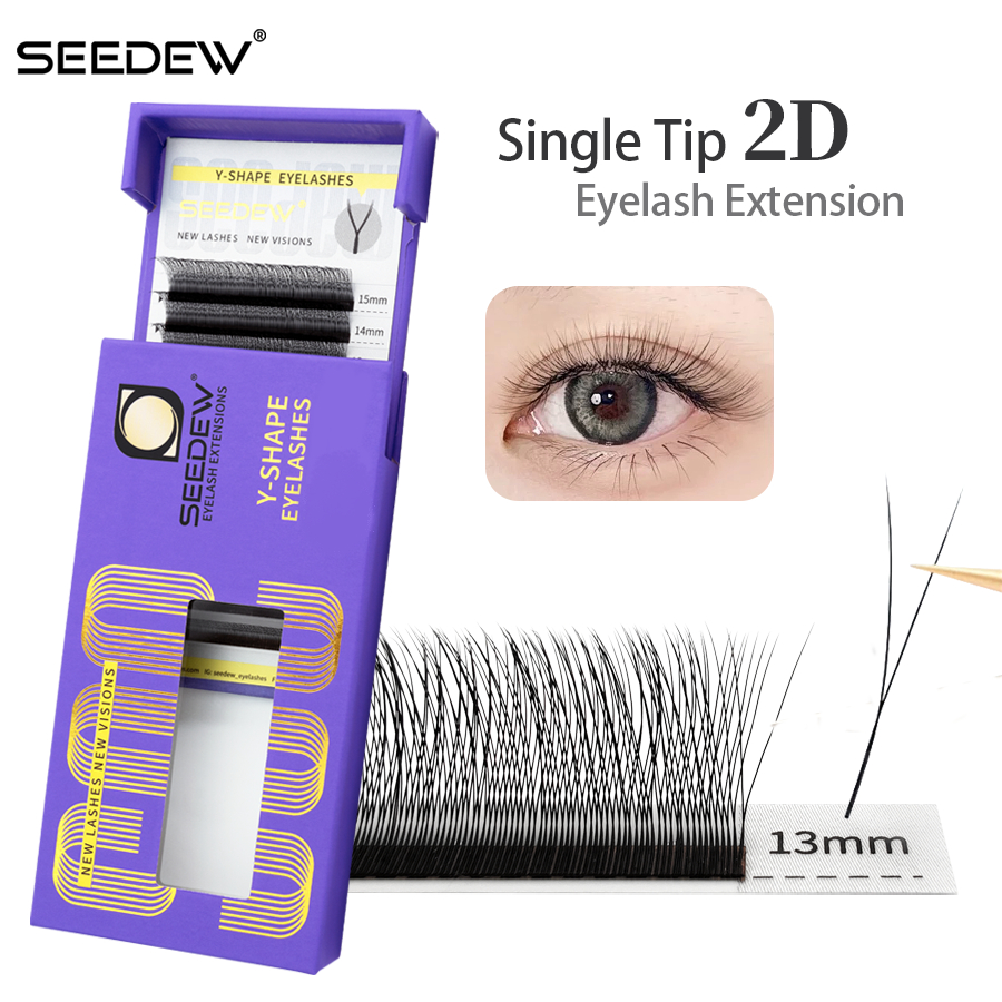 SEEDEW ขนตา 2D ที่ทำล่วงหน้า V-รูปกํามะหยี่ขนาดเล็กดอกไม้ ขนตาปลอม ขนตานุ่มสุด ๆ  C/D Curl ขนตา