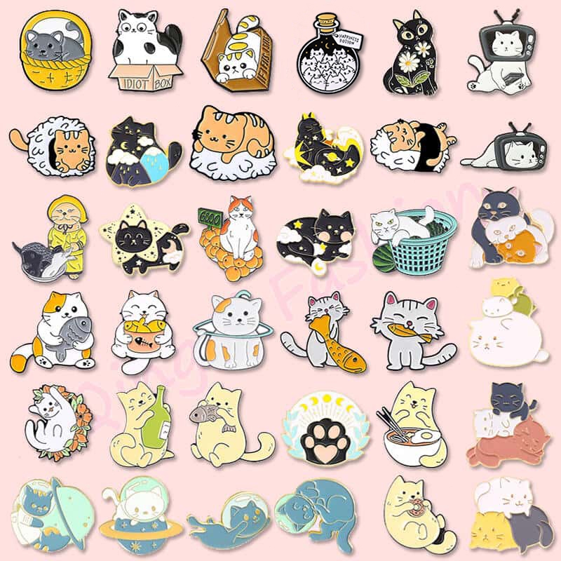เข็มกลัดโลหะ รูปการ์ตูนแมวน่ารัก เครื่องประดับ สําหรับคนรักแมว เพื่อน