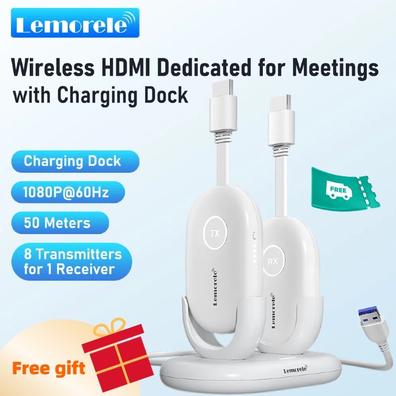 Lemorele G500 Wireless HDMI transmitter receiver video extender อุปกรณ์แชร์หน้าจอไร้สา 1080P 60HZ ด้