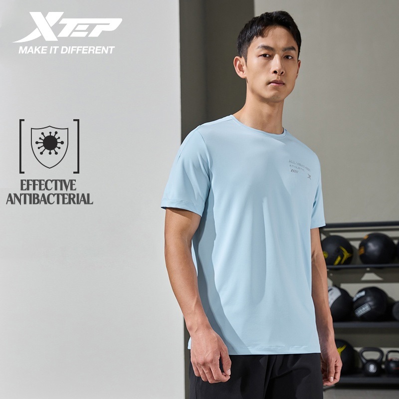 【xtep】 Sports Tshirt Track Field Quick Dry Fifth Ice Silk Fitness Training Runni