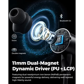 SOUNDPEATS Q40 HD ความละเอียดสูง บลูทู ธ 5.4 หูฟังไร้สาย AI โทรลดเสียงรบกวน จุกหูฟังเวลาเล่น 20 ชั่วโมง