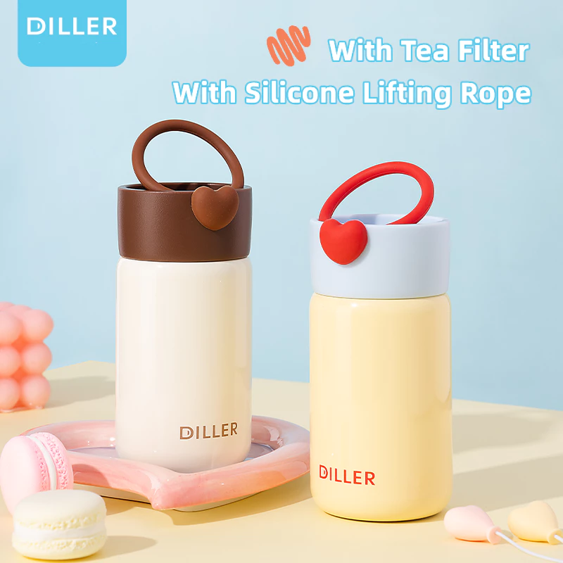 Diller กระติกน้ําสูญญากาศ Thermos 316 สแตนเลสน่ารักมินิขวดน้ําดื่ม (200/280ml) D9213 thumbnail 4