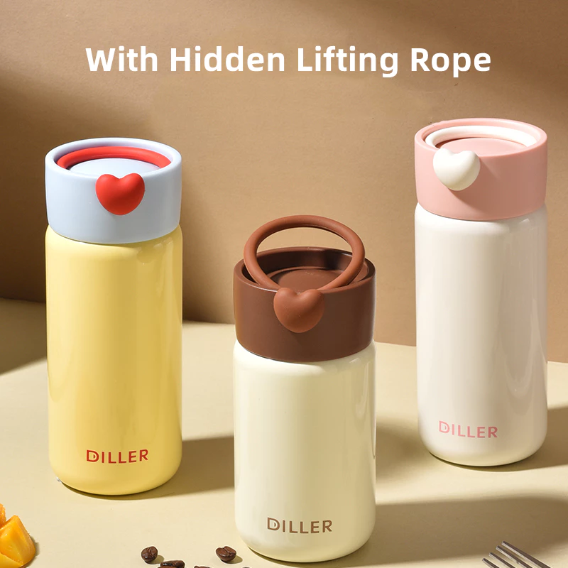 Diller กระติกน้ําสูญญากาศ Thermos 316 สแตนเลสน่ารักมินิขวดน้ําดื่ม (200/280ml) D9213 thumbnail 6