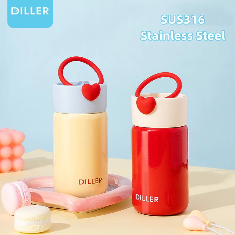 Diller กระติกน้ําสูญญากาศ Thermos 316 สแตนเลสน่ารักมินิขวดน้ําดื่ม (200/280ml) D9213 thumbnail 3