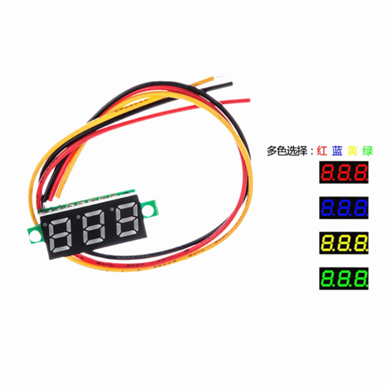 0.93 ซม. หัวโวลต์มิเตอร์ DC ดิจิตอลขนาดเล็กพิเศษจอแสดงผลดิจิตอลปรับสามสาย DC0-100V โวลต์มิเตอร์แบตเตอรี่