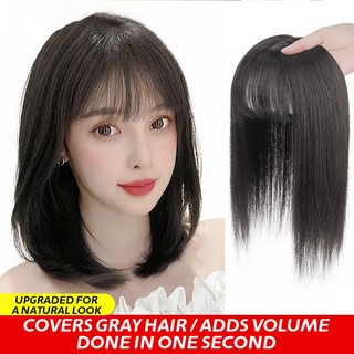 Women's Air Bangs Clip-in Hair Topper Invisible Hair Patch |   Cover Gray Hair & Add Volume |   Heat Resistant Fiber