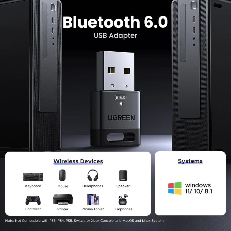 UGREEN USB Bluetooth 5.0/5.3 EDR Dongle อะแดปเตอร์ thumbnail 3