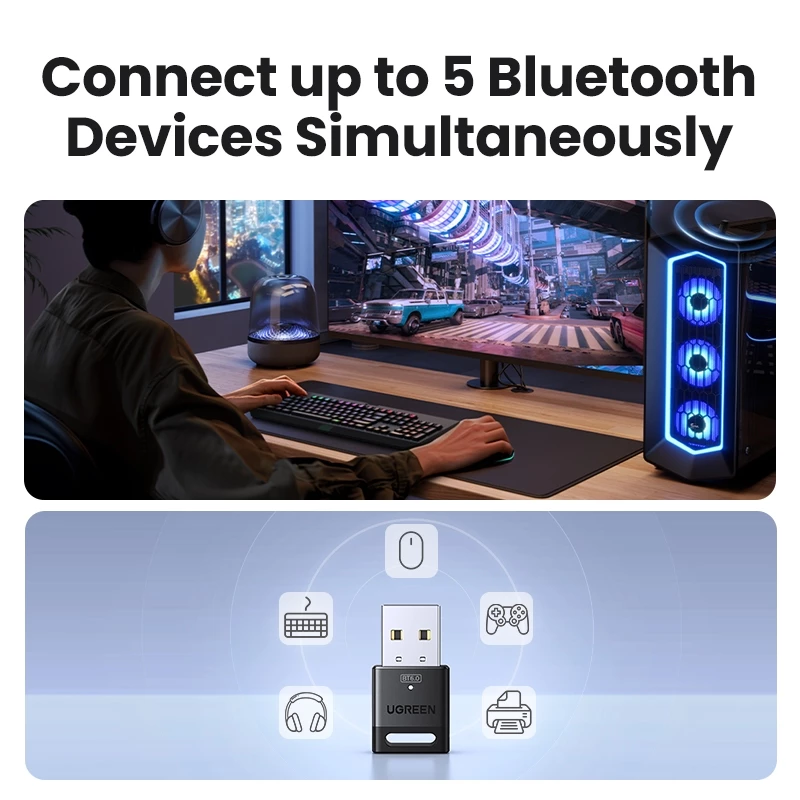 UGREEN USB Bluetooth 5.0/5.3 EDR Dongle อะแดปเตอร์ thumbnail 5