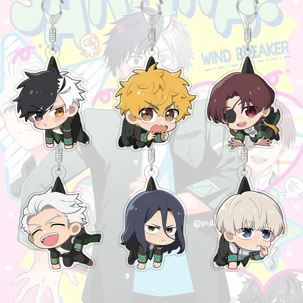 พวงกุญแจอะคริลิเบรกเกอร์ลมการ์ตูนน่ารักกระเป๋าตกแต่งกระเป๋านักเรียนจี้ขนาดเล็กของขวัญแหวนกุญแจ