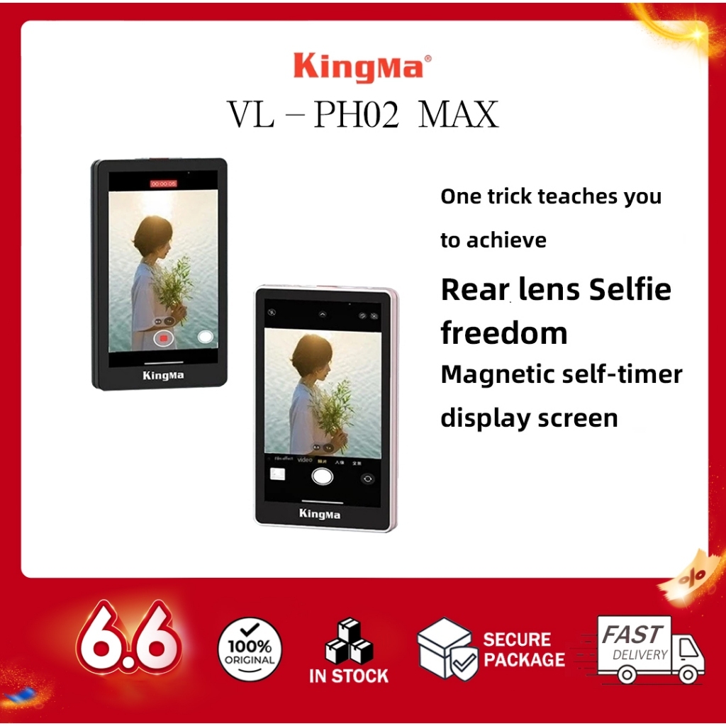 Kingma VL-PH02 Max Magnetic Phone Selfie Monitor หน้าจอสําหรับสมาร์ทโฟนกล้องด้านหลัง Selfie Vlog Liv