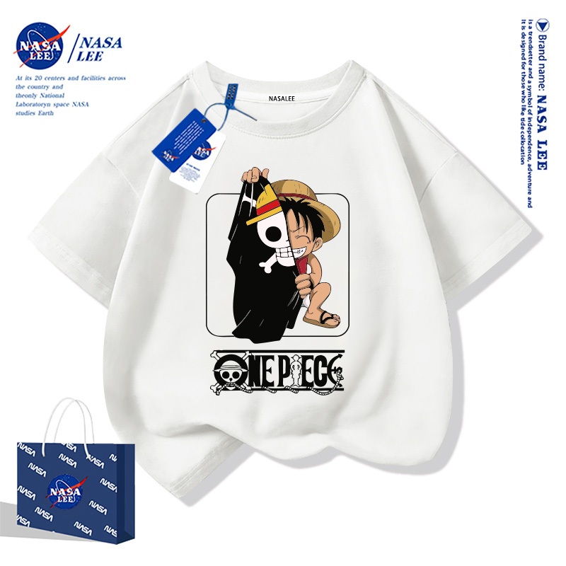 【48 ชั่วโมงจัดส่ง】 เสื้อยืดเด็ก NASA ผ้าฝ้ายนุ่ม ไซส์สบาย ลายวันพีซ ระบายอากาศดี