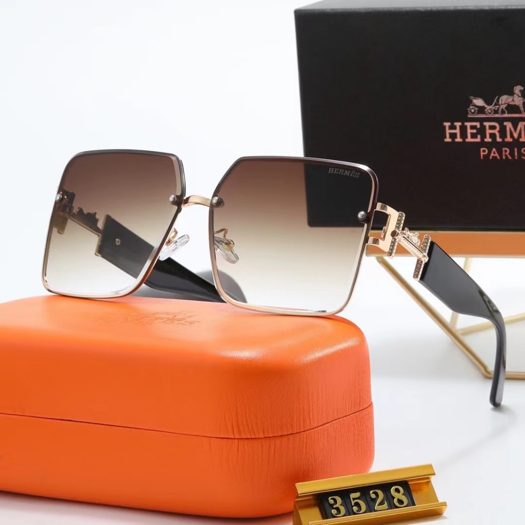 Hermes แว่นตากันแดดแฟชั่นคุณภาพสูง 2026 สไตล์ใหม่อินเทรนด์ High-End Casual High-Definition แว่นตากัน